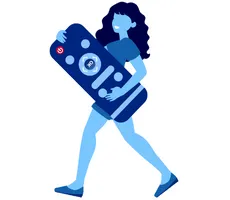girl holding a remote