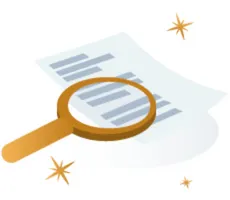magnifying glass over paper