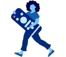 woman holding a remote
