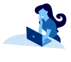 female student using laptop