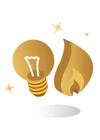 Gas flame and light bulb