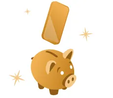 Piggy bank and mobile phone
