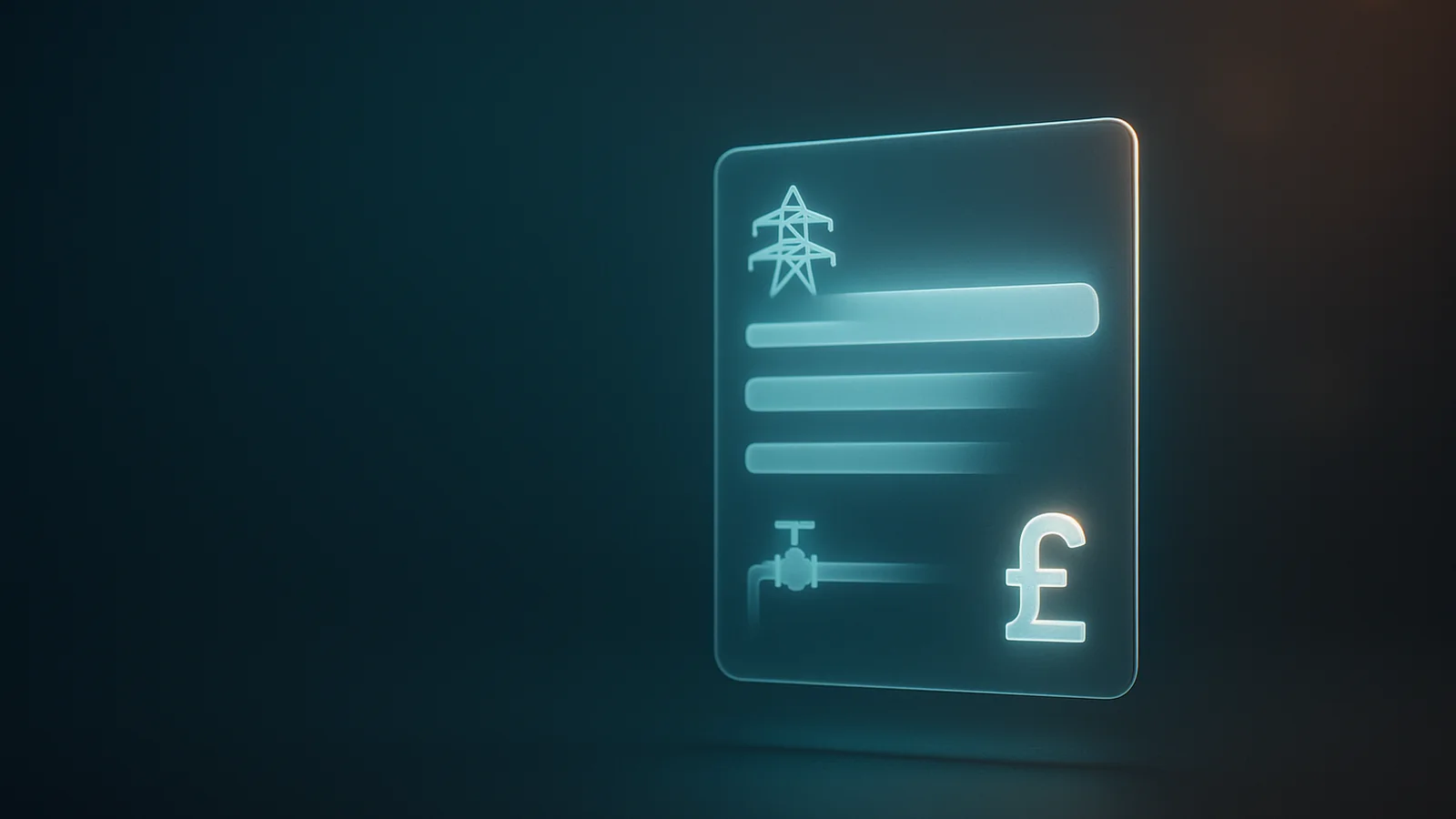 An energy bill broken into glowing component layers