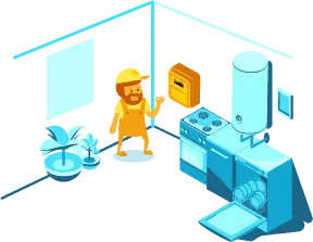 man repairing boiler