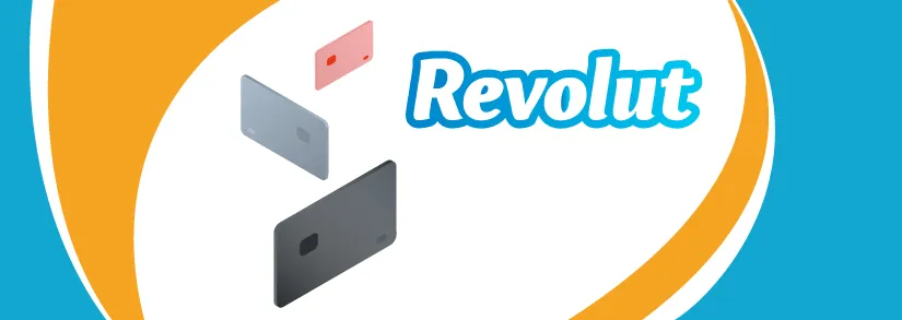 Revolut logo with three metal debit cards