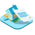 a house with an insurance document