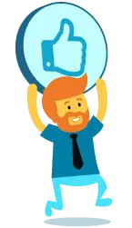 man with a tick sign over head