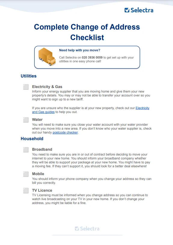 change of address checklist