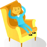 a woman relaxing in an arm chair