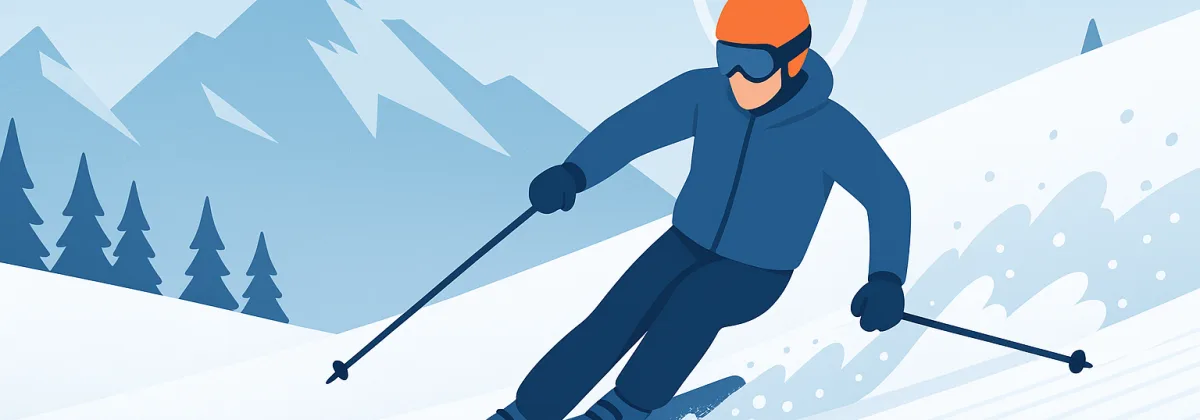 Skier on a piste in the Alps with travel insurance documents